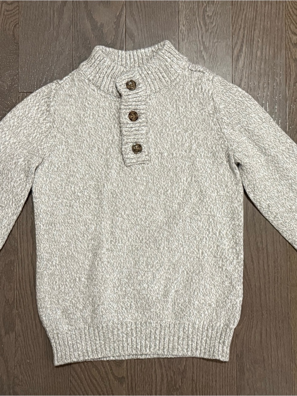 Boy Carter's Light Gray Button-Front knit Sweater